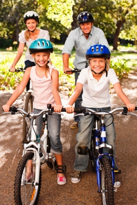 Family Riding Bicycles