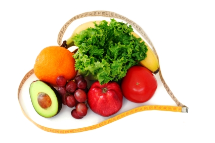 Fruits and Veggies inside Heart-shaped Measuring Tape